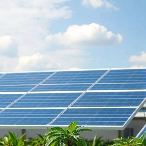 Feature image 1: close-up, artistic shot of a next-generation, ultra-thin solar panel surface reflecting a vibrant, blurred green forest.